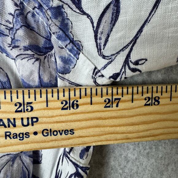 Cynthia Rowley Linen Button Down Top Women’s 3X Floral White Roll Sleeve Tunic - Picture 7 of 11